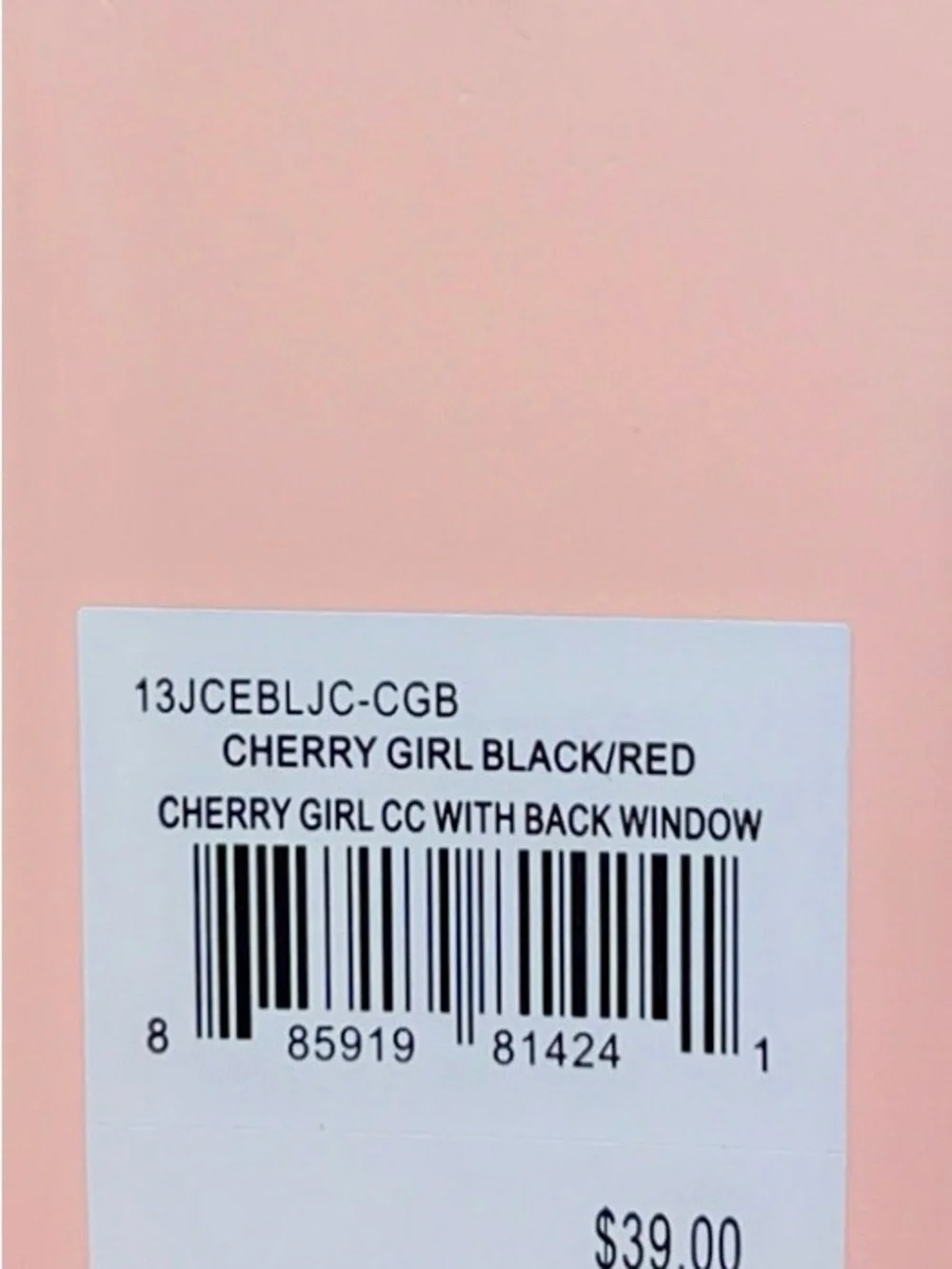 Juicy Couture Black with Red Cherry Print Cardholder with Red Cherry Pom Charm